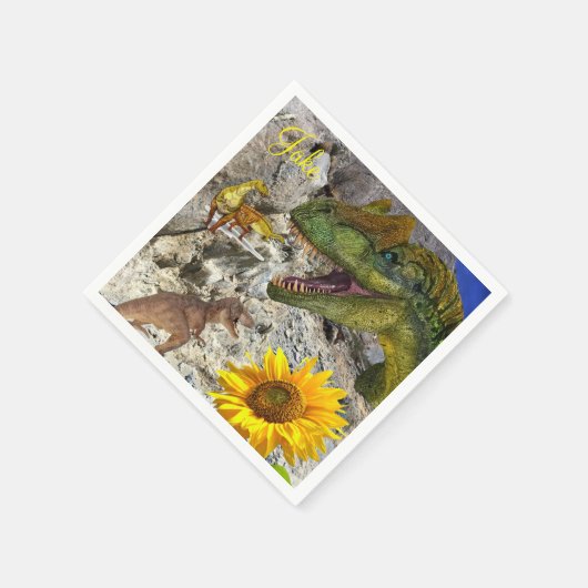 Sonnenblume Blumen Dinosaurier Papier Napkins Serviette (Ecke)
