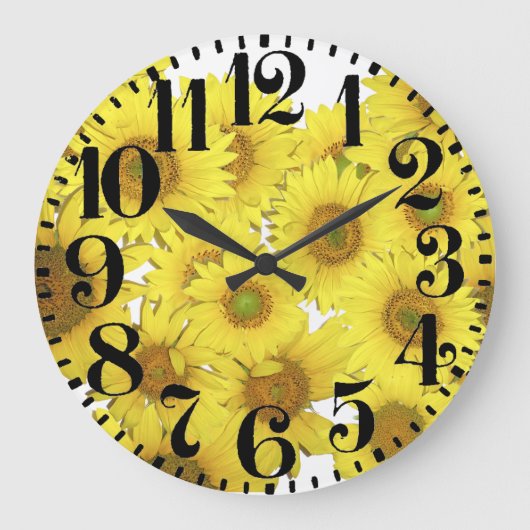 Sonnenblume-Blumen-große Zahl-Wand-Uhr Große Wanduhr (Vorderseite)