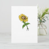 Sonnenblume, Blumen Thema Einladung (Stehend Vorderseite)