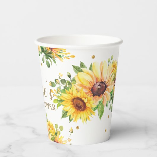 Sonnenblume Blumenbaby Dusche Geburtstag Bridal Pappbecher (Rückseite)