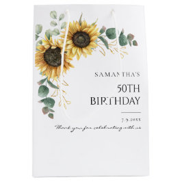 Sonnenblume Blumenblätterung 50. Geburtstagsparty Mittlere Geschenktüte