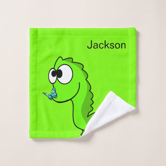 Sonnenblume Blumendinosaurier Grünes Badetuch Sets (Waschlappen)