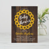 Sonnenblume Blumengarten Holzdusche einladen Einladung (Stehend Vorderseite)