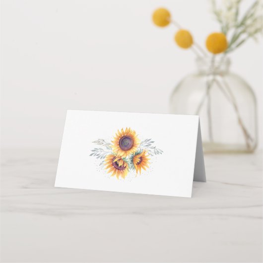 Sonnenblume | Blumenhochzeit Platzkarte (Rückseite)