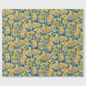 Sonnenblume-Blumenmuster-Blau Geschenkpapier (Flach)