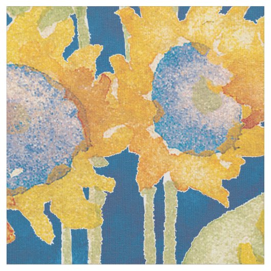 Sonnenblume-Blumenmuster-Blau Stoff (Nahaufnahme)
