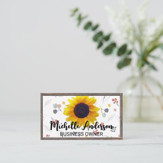 Sonnenblume | Blumenmuster Visitenkarte (Stehend Vorderseite)