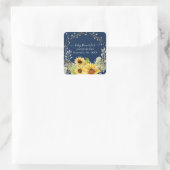 Sonnenblume Blumenreath Navy Gelbe Babydusche Quadratischer Aufkleber (Tasche)