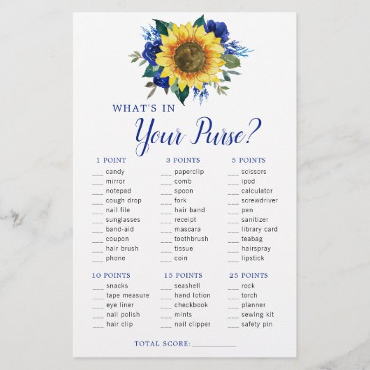 Sonnenblume Blumenspülung Brautparty Game (Vorderseite)