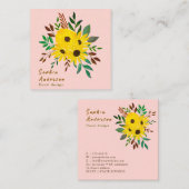 Sonnenblume Blumenstrauß - Dusky Pink Quadratische Visitenkarte (Vorne/Hinten)