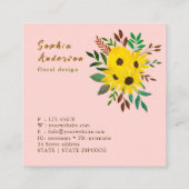 Sonnenblume Blumenstrauß - Dusky Pink Quadratische Visitenkarte (Rückseite)
