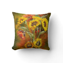 Sonnenblume-Blumenstrauß-Kunst-Designer-Kissen