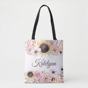 Sonnenblume-Blumenstrauß-personalisierte Tasche