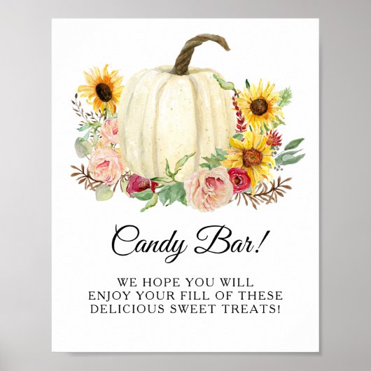 Sonnenblume Blush Bloral Pumpkin Candy Bar Signage Poster (Vorne)