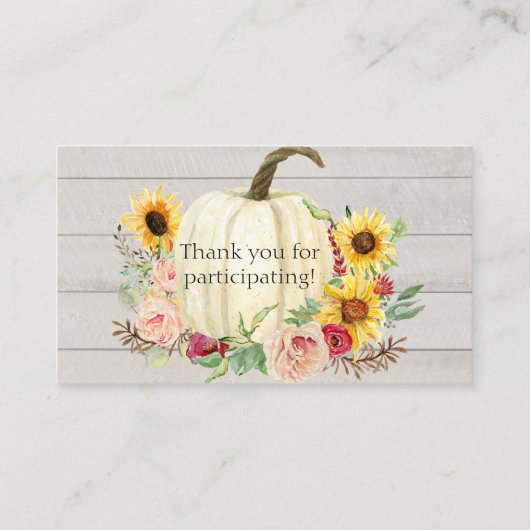 Sonnenblume Blush Pink Floral Pumpkin Baby Dusche Begleitkarte (Rückseite)