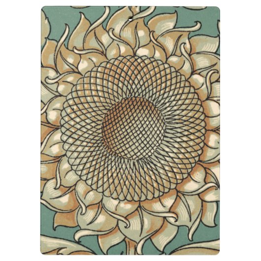 Sonnenblume-Blüte auf blaugrünem Hintergrund Klemmbrett (Rückseite)