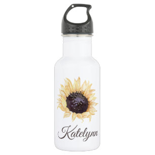 Sonnenblume-Blüten-personalisierte Wasser-Flasche Edelstahlflasche