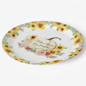 Sonnenblume Blütenblume Bouquet Fall Girl Babydusc Pappteller (Schrägansicht)