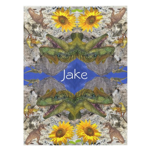 Sonnenblume Blütenblume Dinosaurier Tablecloth Tischdecke (Vorderseite)