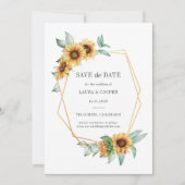 Sonnenblume Blütengoldeffekt Geometrisch Rustikal Save The Date (Vorderseite)