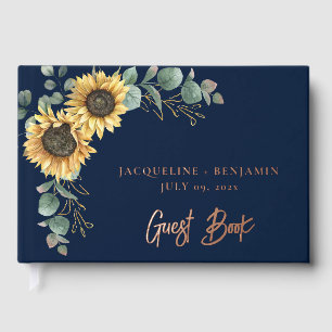 Sonnenblume Blütengrün Script Moderne Hochzeit Gästebuch