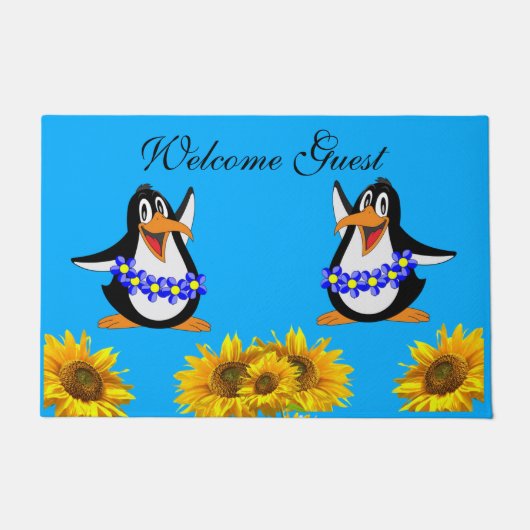 Sonnenblume Blütenpinguin Door Mat Fußmatte (Vorderseite)