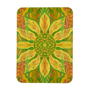 Sonnenblume bohemian Blumenkunst gelb grün orange Magnet