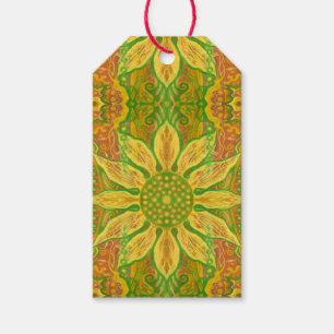 Sonnenblume bohemian floral Art gelb grün orange Geschenkanhänger