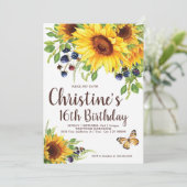 Sonnenblume Boho Birthday Einladung (Stehend Vorderseite)
