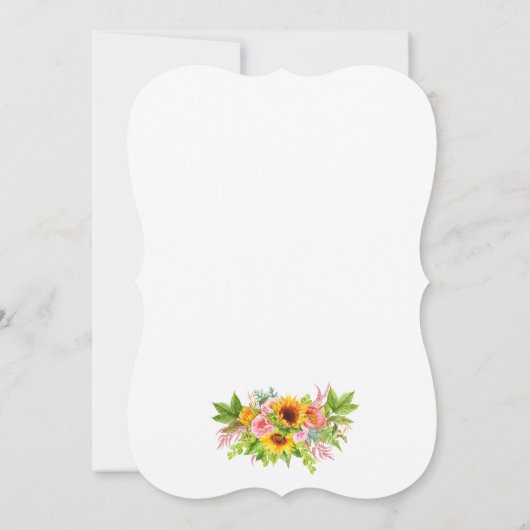 Sonnenblume Boho Blumenkalligrafie Hochzeit Einladung (Rückseite)