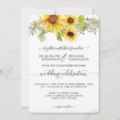 Sonnenblume BOHO Chic Eukalyptus Leaf Wedding Einladung (Vorderseite)