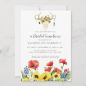 Sonnenblume BOHO Deer Skull Antlers Bridal Luncheo Einladung (Vorderseite)