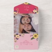 Sonnenblume Boho Pink Hochzeit All In One Einladung (Außenbereich)