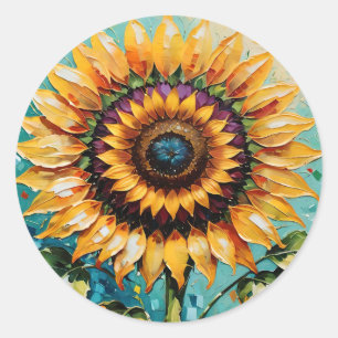 Sonnenblume, Boho Sonnenblume, Sonnenblume, Runder Aufkleber