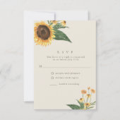 Sonnenblume Boho Wedding RSVP Karte (Vorderseite)