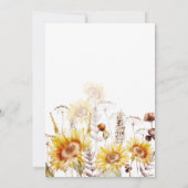 Sonnenblume Boho Wildblume Modernes Brautparty Inv Einladung (Rückseite)