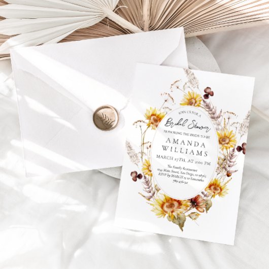 Sonnenblume Boho Wildblume Modernes Brautparty Inv Einladung