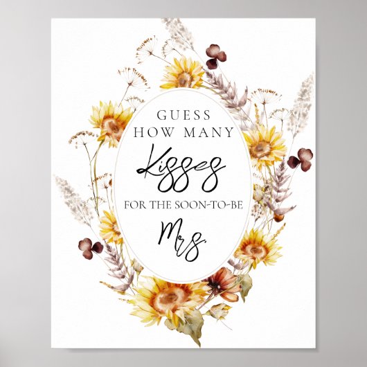 Sonnenblume Boho Wildblume Modernes Brautparty Poster (Vorne)