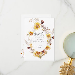 Sonnenblume Boho Wildblumen Moderne Brautparty Dankeskarte