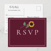 Sonnenblume Bordeaux Wedding RSVP Song Anfrage Postkarte (Vorne/Hinten)