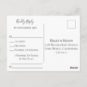 Sonnenblume Bordeaux Wedding RSVP Song Anfrage Postkarte (Rückseite)