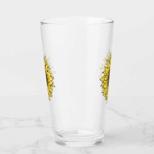 Sonnenblume, botanisch, Geschenk für Frauen Glas (Rechts)