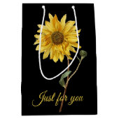Sonnenblume-botanische schwarze Geschenk-Tasche Mittlere Geschenktüte (Vorderseite)