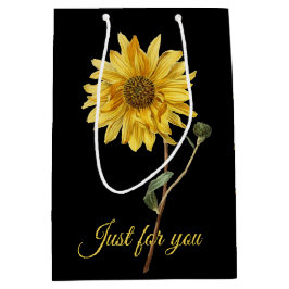 Sonnenblume-botanische schwarze Geschenk-Tasche Mittlere Geschenktüte
