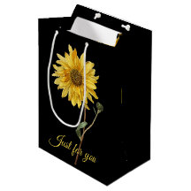 Sonnenblume-botanische schwarze Geschenk-Tasche