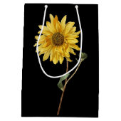 Sonnenblume-botanische schwarze Geschenk-Tasche Mittlere Geschenktüte (Rückseite)