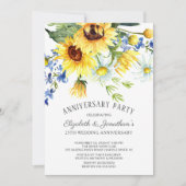 Sonnenblume Bouquet 25-jähriges Party Einladung (Vorderseite)