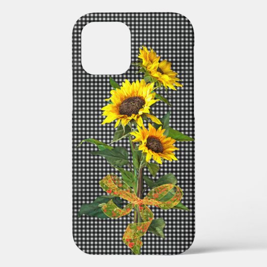 Sonnenblume Bouquet auf Black Gingham Case-Mate iPhone Hülle (Rückseite)