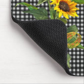 Sonnenblume Bouquet auf Black Gingham Mousepad (Ecke)