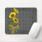 Sonnenblume Bouquet auf Black Gingham Mousepad (Mit Mouse)